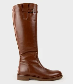 Vola Flat Knee High Boot In Brandy