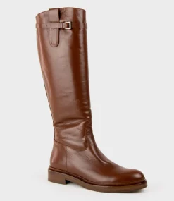 Vola Flat Knee High Boot In Brandy