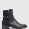 Warner30 Half And Half Ankle Boot In Black Waxy Calf