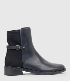 Warner30 Half And Half Ankle Boot In Black Waxy Calf