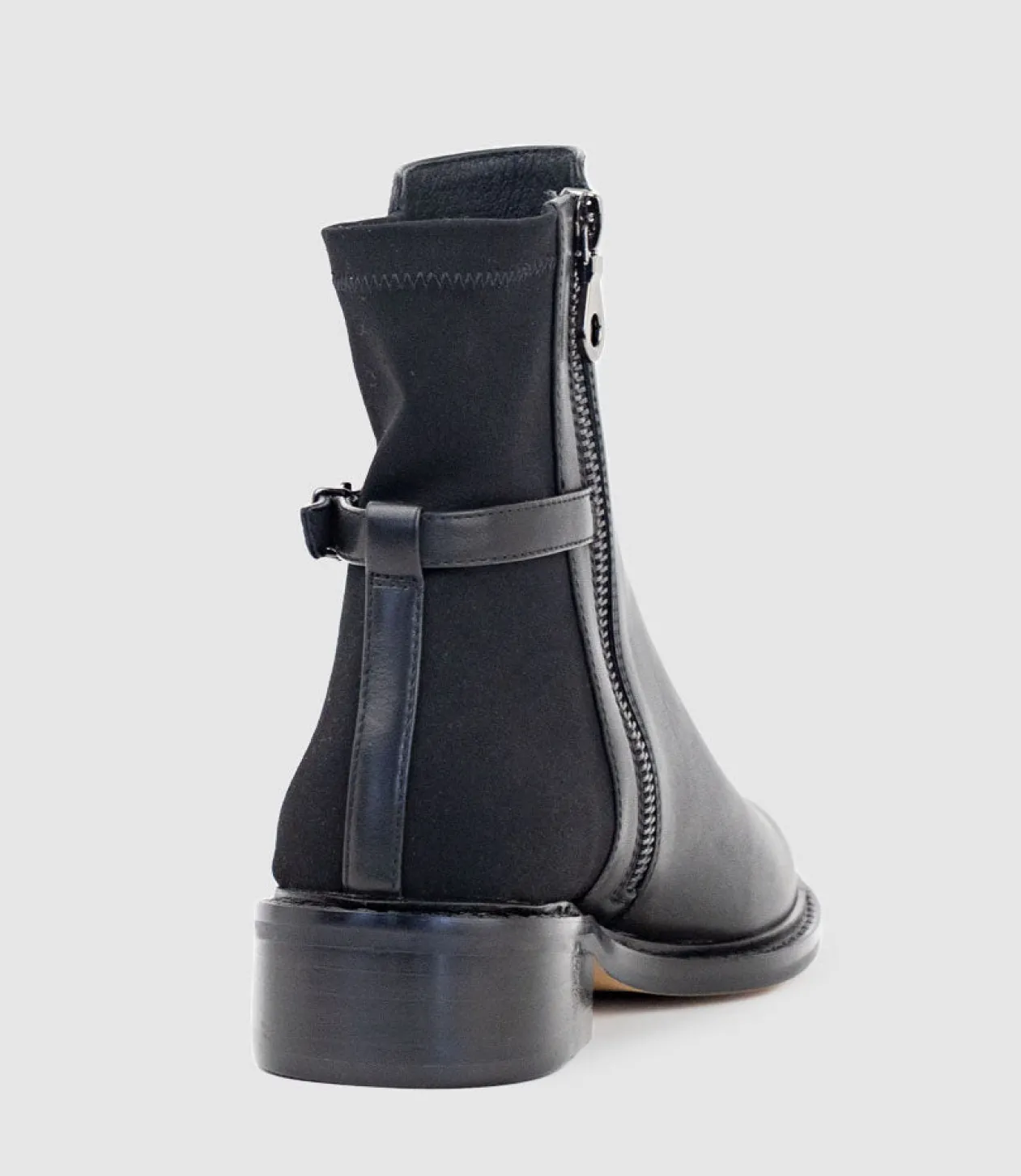 Warner30 Half And Half Ankle Boot In Black Waxy Calf