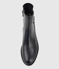 Warner30 Half And Half Ankle Boot In Black Waxy Calf