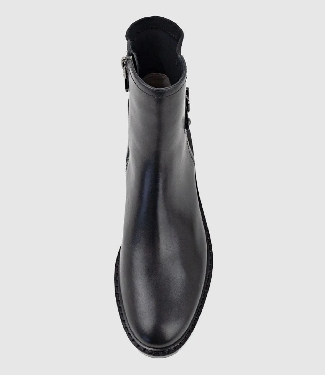Warner30 Half And Half Ankle Boot In Black Waxy Calf