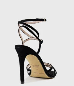 Whimsy100 Multi Strap Sandal In Black Suede
