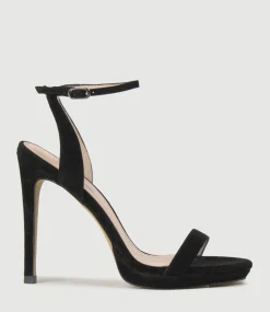 Whisper110 Single Strap Platform Sandal In Black Suede