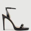 Whisper110 Single Strap Platform Sandal In Black Patent