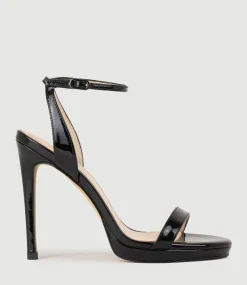 Whisper110 Single Strap Platform Sandal In Black Patent