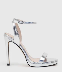 Whisper110 Single Strap Platform Sandal In Silver Mirror