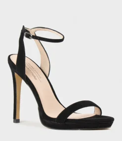 Whisper110 Single Strap Platform Sandal In Black Suede