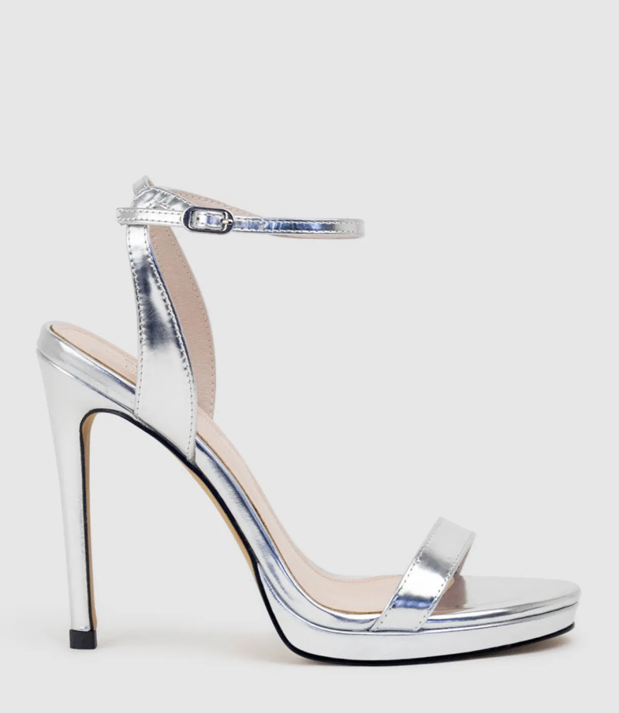 Whisper110 Single Strap Platform Sandal In Silver Mirror
