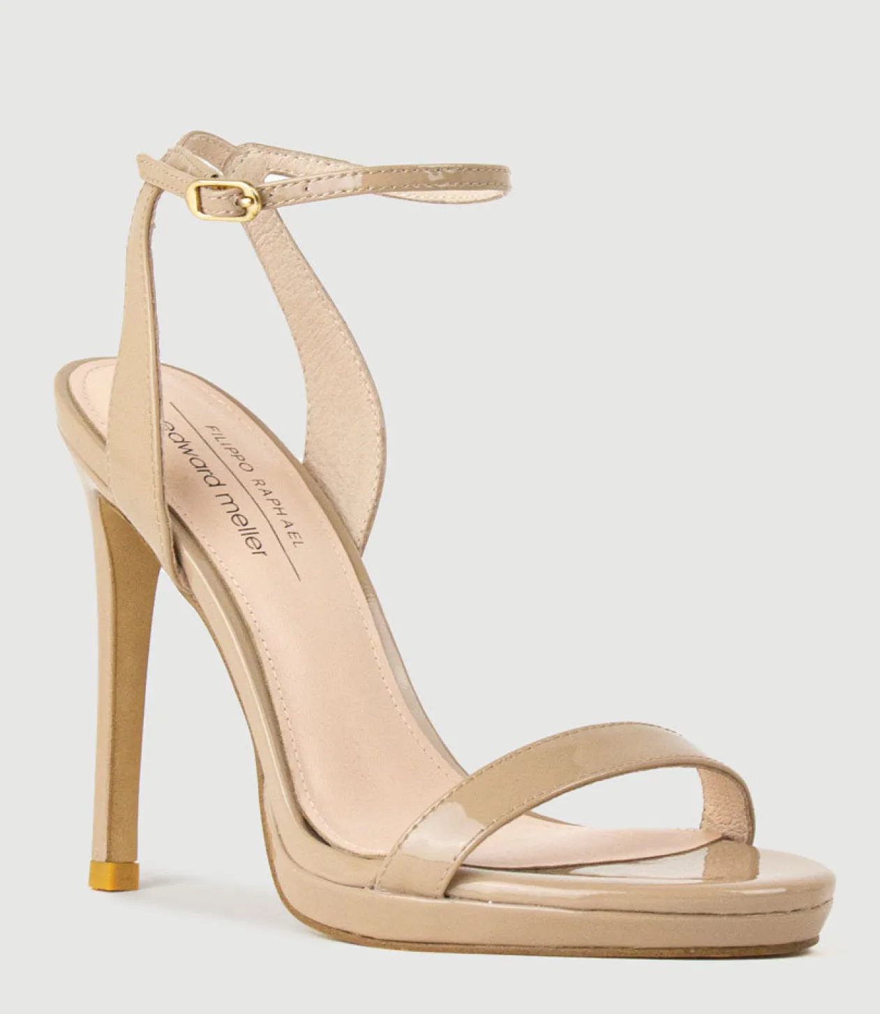 Whisper110 Single Strap Platform Sandal In Nude Patent