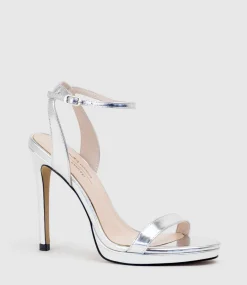 Whisper110 Single Strap Platform Sandal In Silver Mirror