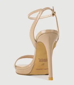 Whisper110 Single Strap Platform Sandal In Nude Patent