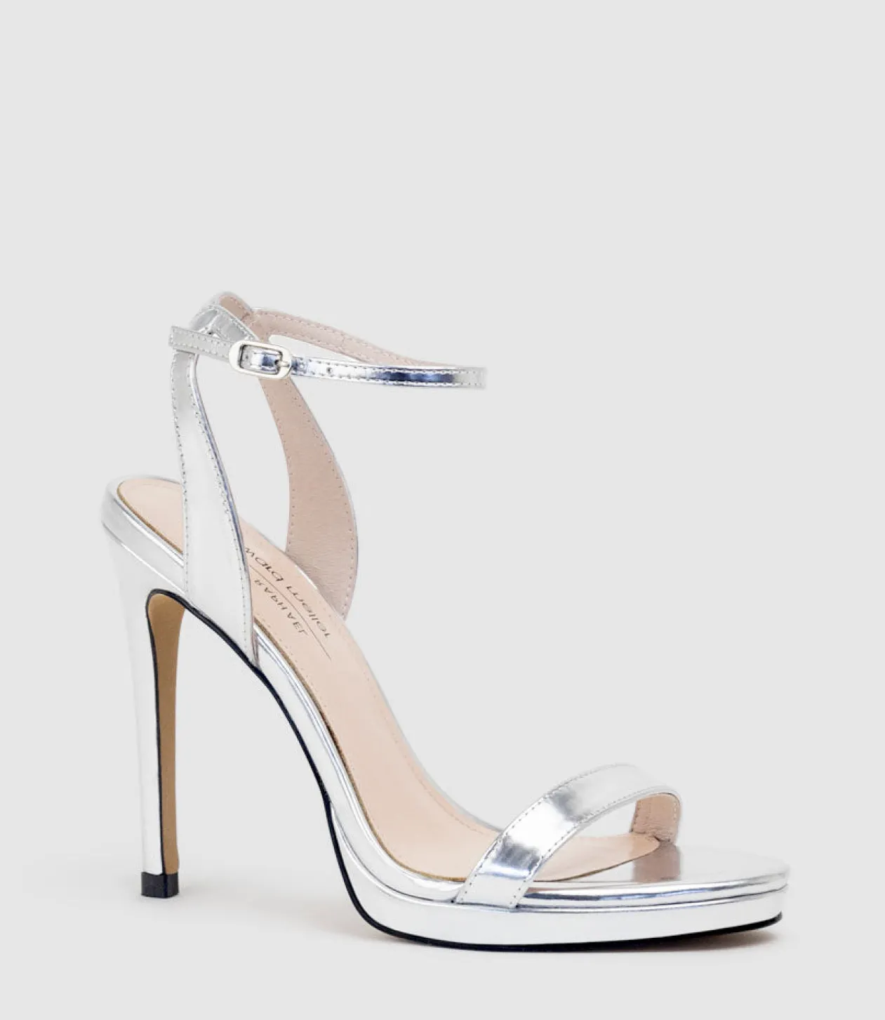 Whisper110 Single Strap Platform Sandal In Silver Mirror