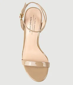 Whisper110 Single Strap Platform Sandal In Nude Patent
