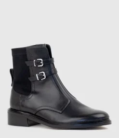Willis30 Two Buckle Ankle Boot In Black Waxy Calf