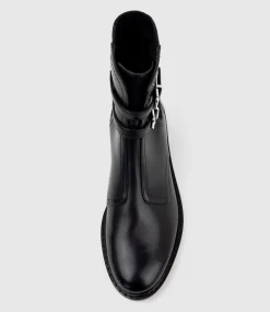 Willis30 Two Buckle Ankle Boot In Black Waxy Calf