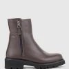 Wilma Double Zip Ankle Boot In Brown
