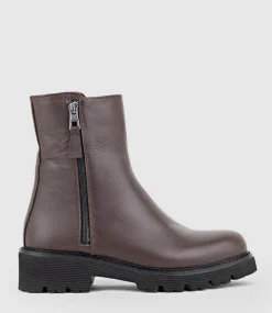 Wilma Double Zip Ankle Boot In Brown