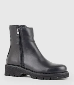 Wilma Double Zip Ankle Boot In Black