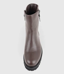 Wilma Double Zip Ankle Boot In Brown