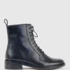 Windsor30 Lace Up Ankle Boot In Black Waxy Calf