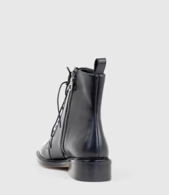 Windsor30 Lace Up Ankle Boot In Black Waxy Calf