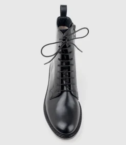 Windsor30 Lace Up Ankle Boot In Black Waxy Calf