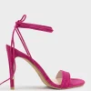 Wisteria100 Ankle Tie Sandal In Hot Pink Suede