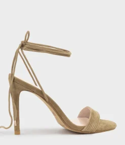 Wisteria100 Ankle Tie Sandal In Camel Suede