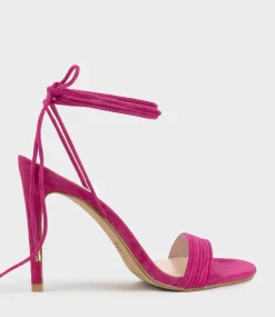 Wisteria100 Ankle Tie Sandal In Hot Pink Suede