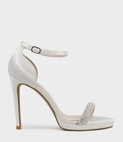 Wistful110 Diamond Band Platform Sandal In Ivory Satin