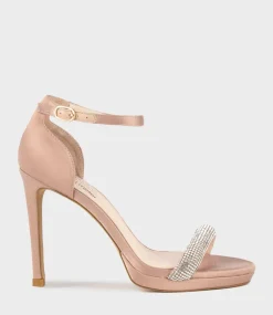 Wistful110 Diamond Band Platform Sandal In Nude Satin