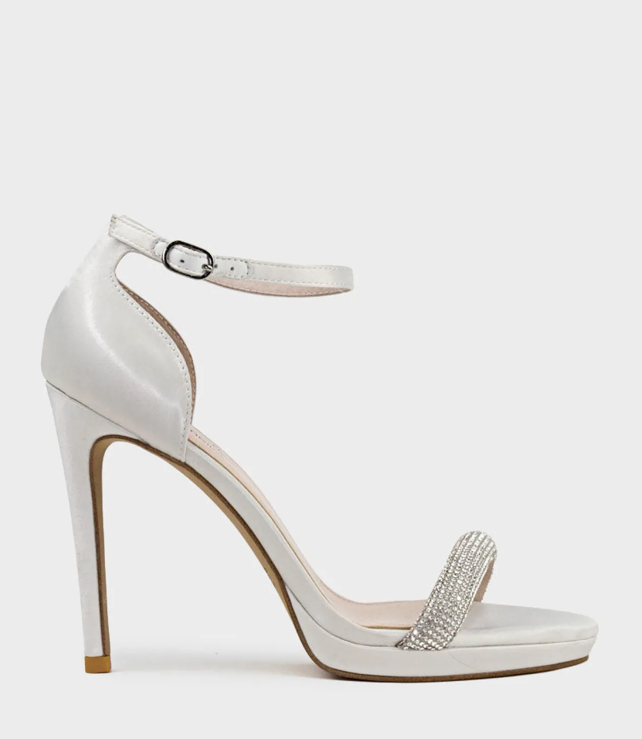 Wistful110 Diamond Band Platform Sandal In Ivory Satin