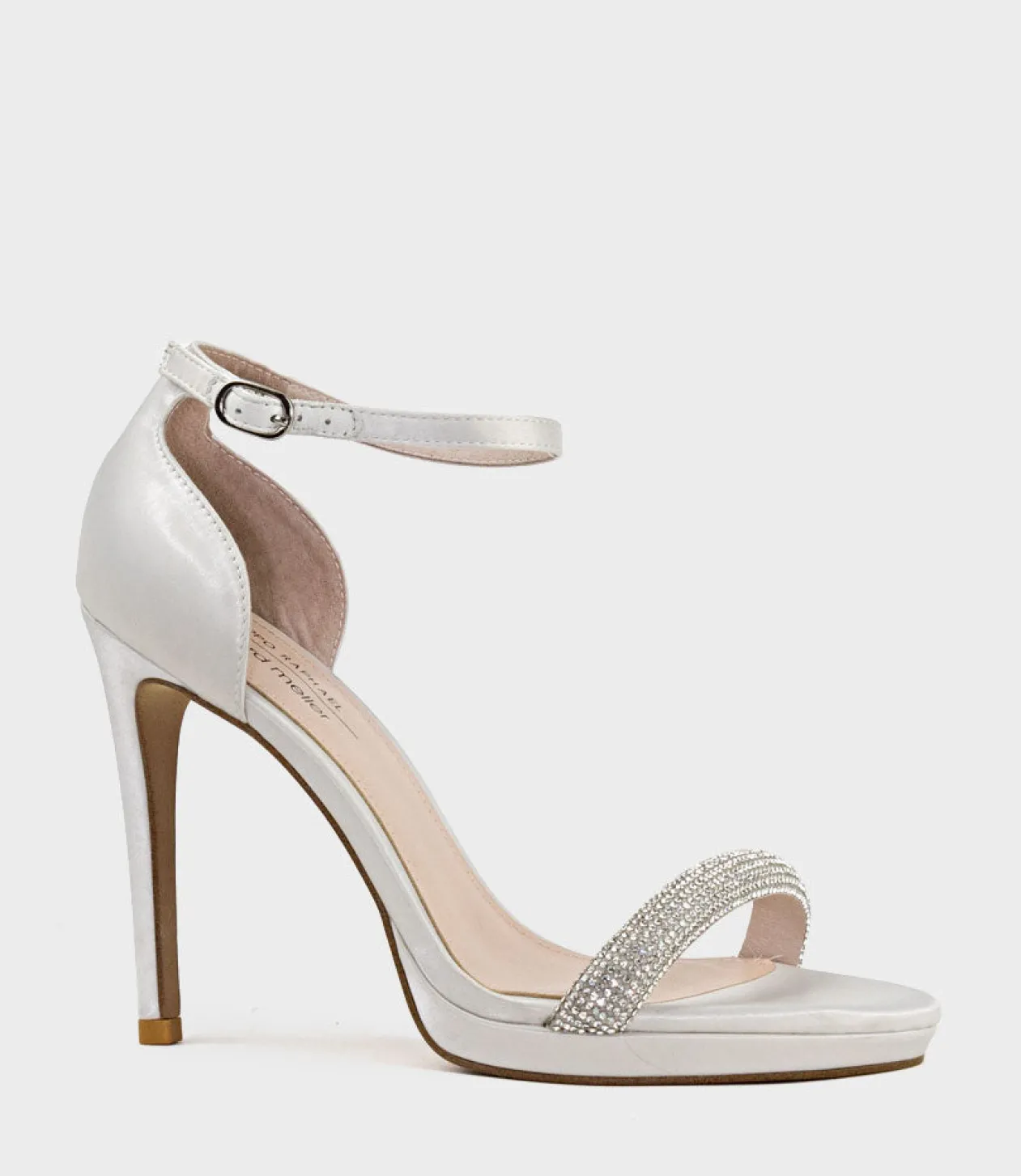 Wistful110 Diamond Band Platform Sandal In Ivory Satin