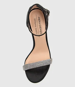 Wistful110 Diamond Band Platform Sandal In Black Satin