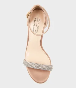 Wistful110 Diamond Band Platform Sandal In Nude Satin