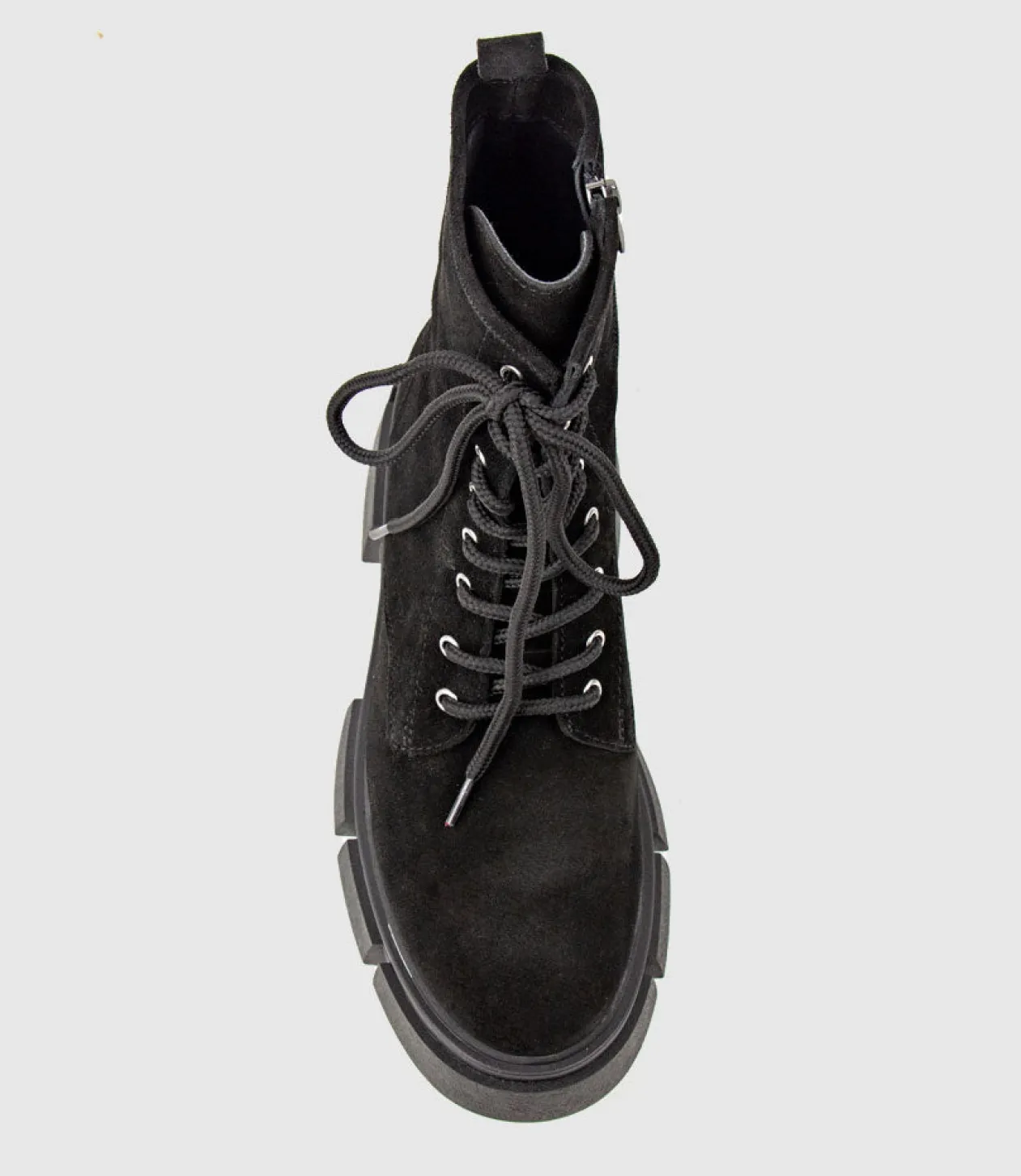 Wolfe Lace Up Boot On Chunky Sole In Black Suede