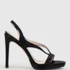 Wonder110 Jewelled Platform Sandal In Black Satin