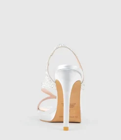 Wonder110 Jewelled Platform Sandal In Silver Satin