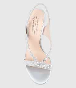 Wonder110 Jewelled Platform Sandal In Silver Satin