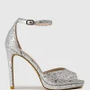 Wren110 Peep Toe Platform Sandal In Silver Sparkle
