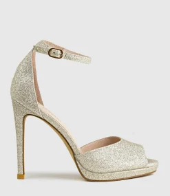 Wren110 Peep Toe Platform Sandal In Platinum Ritz