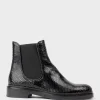 Wyn Chelsea Boot On Exaggerated Sole In Black Reptile