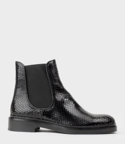 Wyn Chelsea Boot On Exaggerated Sole In Black Reptile