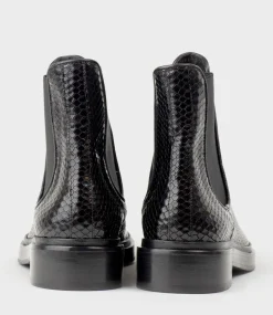 Wyn Chelsea Boot On Exaggerated Sole In Black Reptile