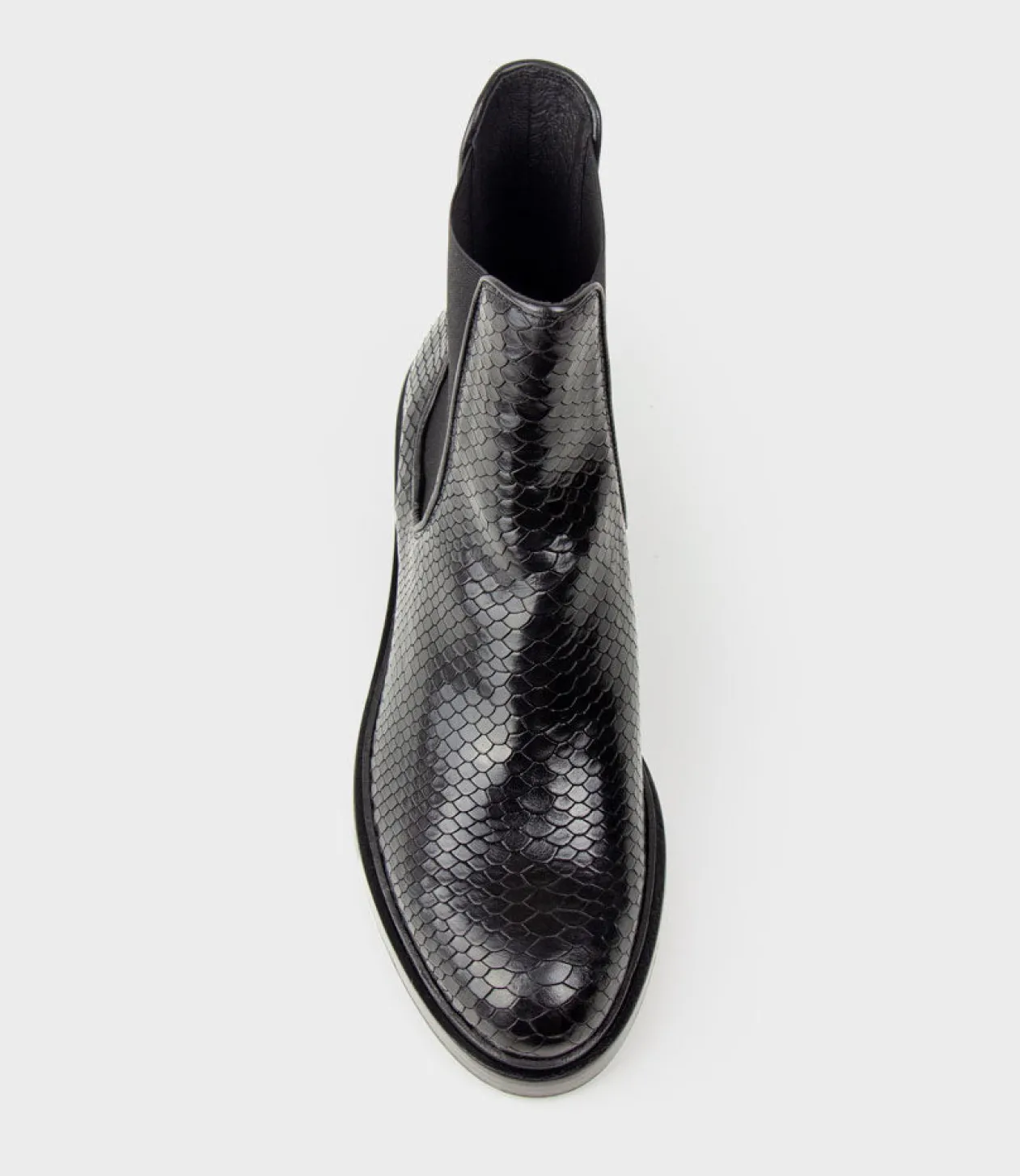 Wyn Chelsea Boot On Exaggerated Sole In Black Reptile