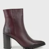 Xendia Block Heel Pointed Ankle Boot In Bordeaux