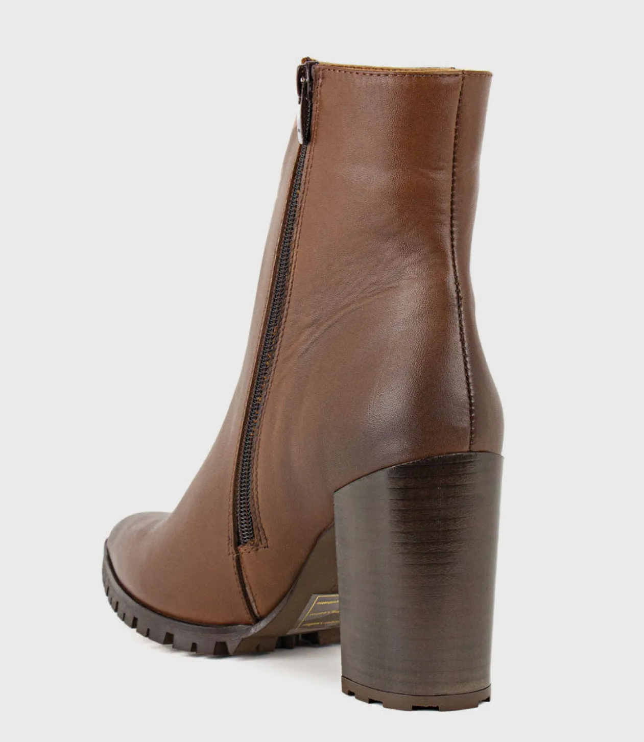 Xendia Block Heel Pointed Ankle Boot In Tobacco