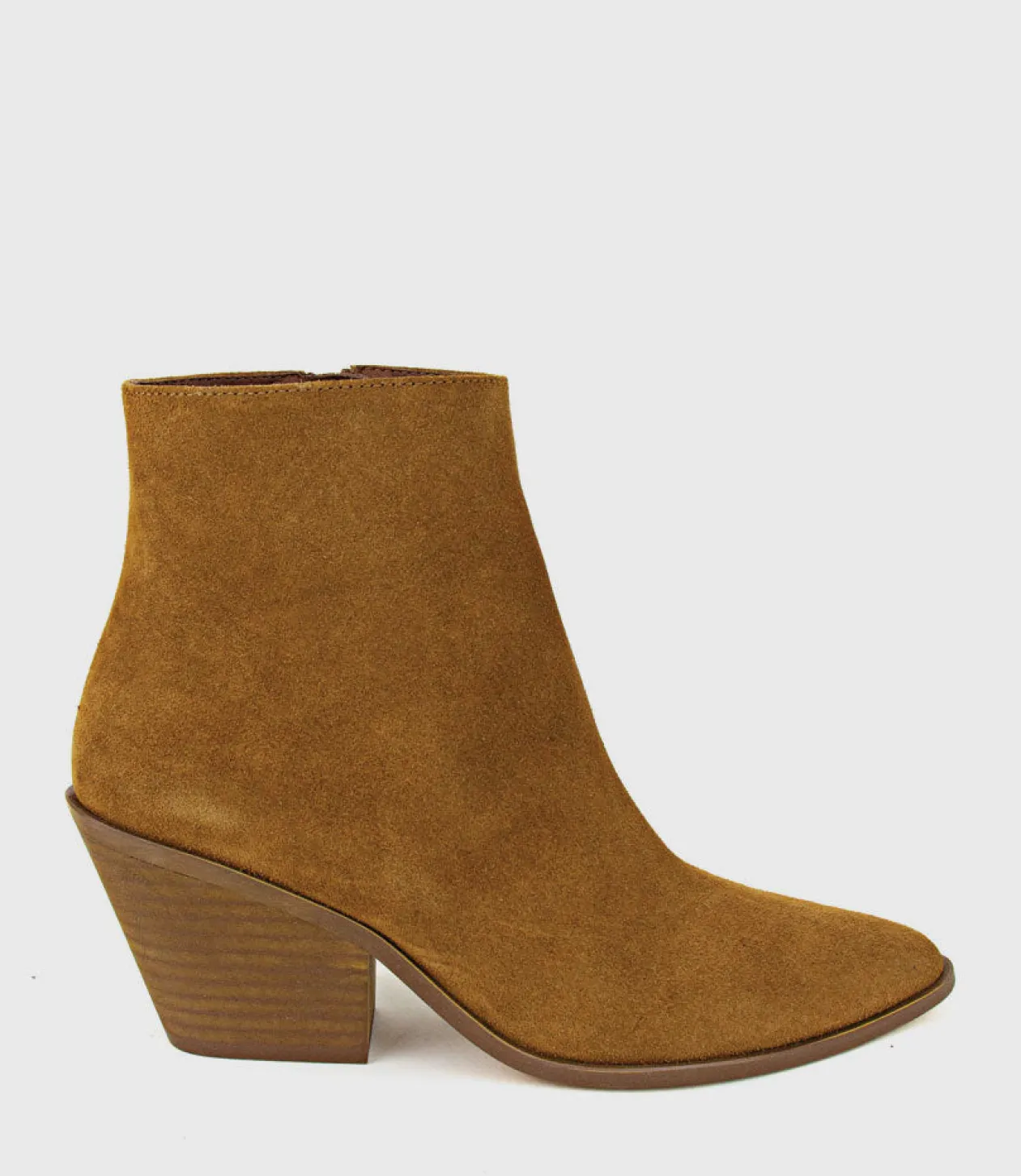 Xilla Western Style Ankle Boot In Tobacco Suede